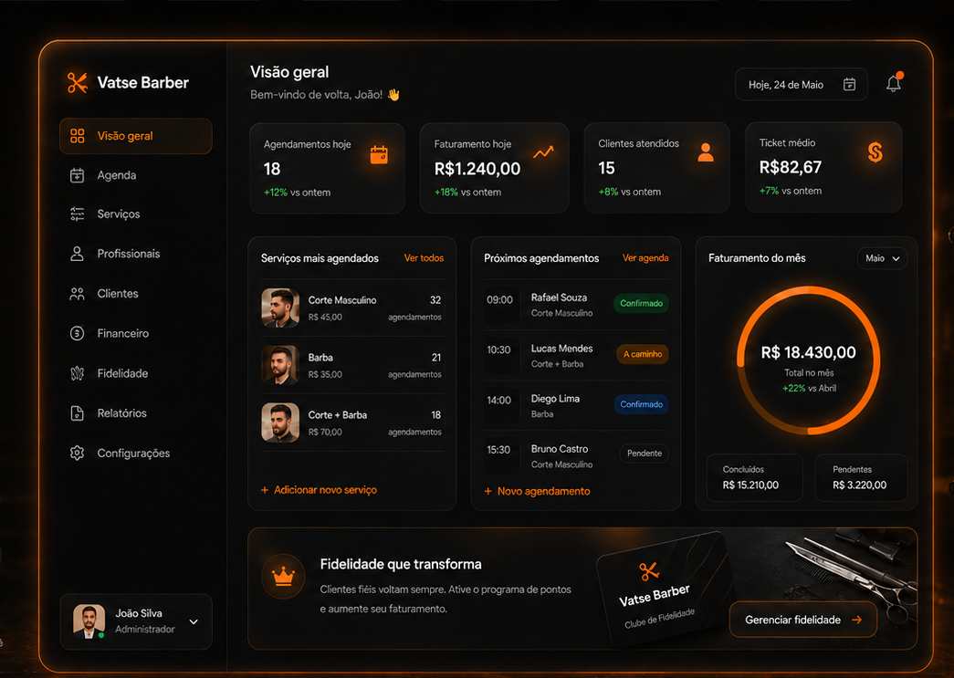 Interface do Vatse Barber